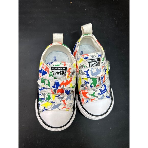Converse All Star Infant Sneakers Shark Print Multi-Color Size 4 - Picture 2 of 7